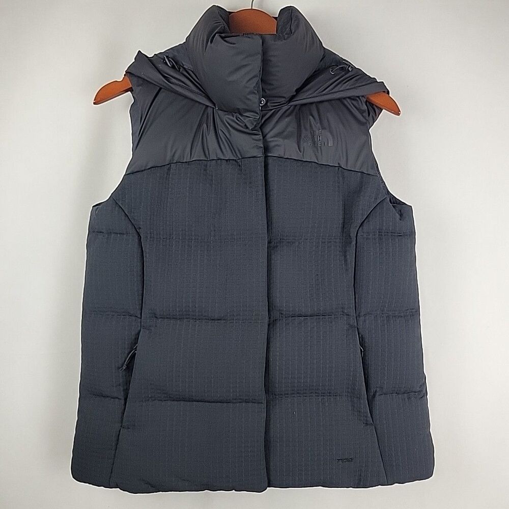 The North Face 700 Down Puffer Vest Nuptse Womens Small Black Hooded